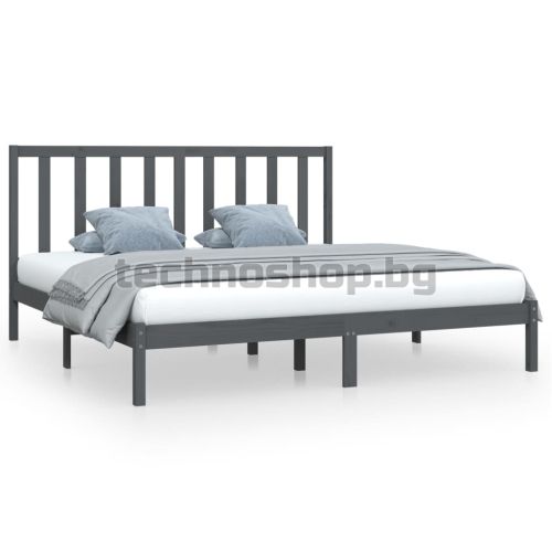 Рамка за легло, сива, бор масив, 200х200 см