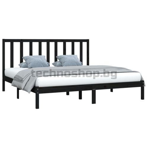 Рамка за легло, черна, бор масив, 200x200 см