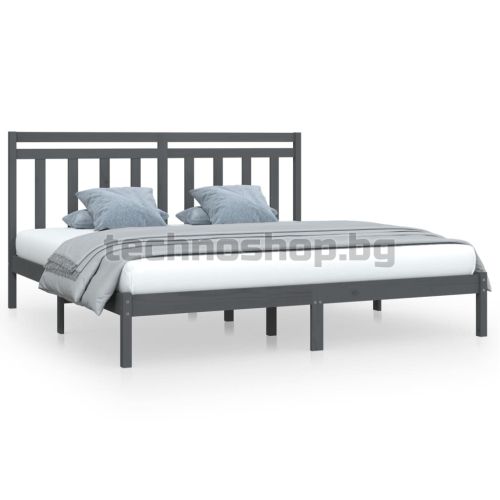 Рамка за легло, сива, дърво масив, 200х200 см