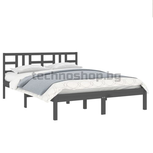 Рамка за легло, сива, дърво масив, 200х200 см