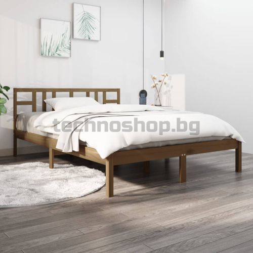 Рамка за легло, меденокафява, дърво масив, 200x200 см