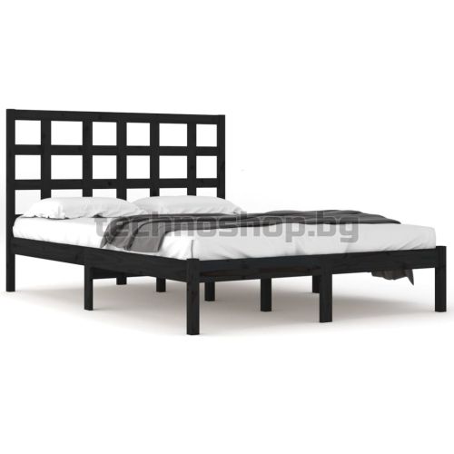 Рамка за легло, черна, дърво масив, 200x200 см