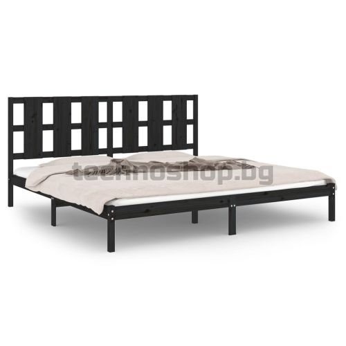 Рамка за легло, черна, бор масив, 200x200 см