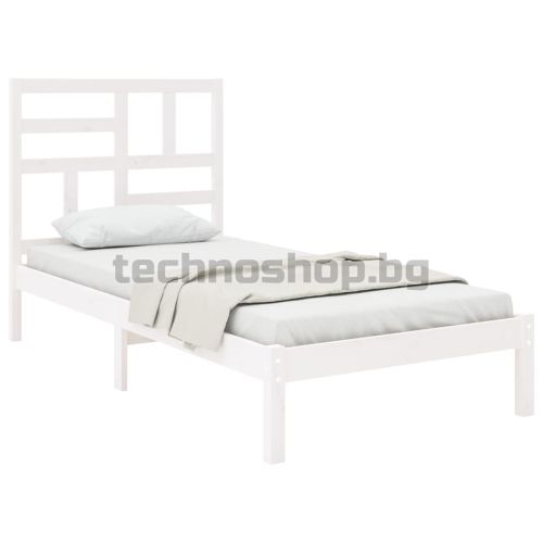 Рамка за легло, бяла, дърво масив, 90х200 см