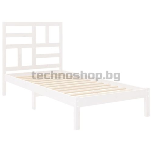 Рамка за легло, бяла, дърво масив, 90х200 см