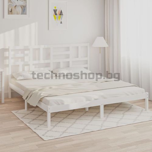 Рамка за легло, бяла, дърво масив, 200x200 см