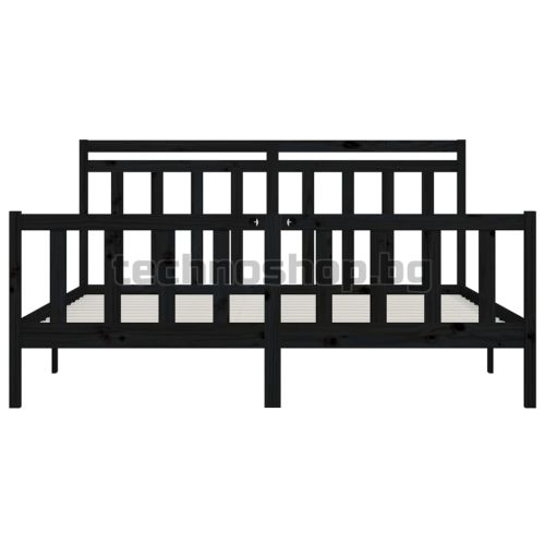 Рамка за легло, черна, бор масив, 200x200 см