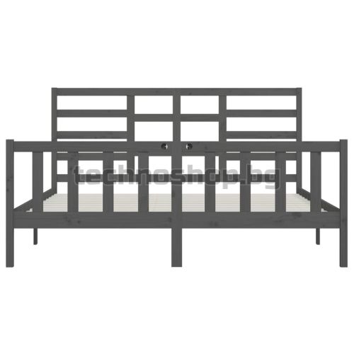 Рамка за легло, сива, бор масив, 200х200 см