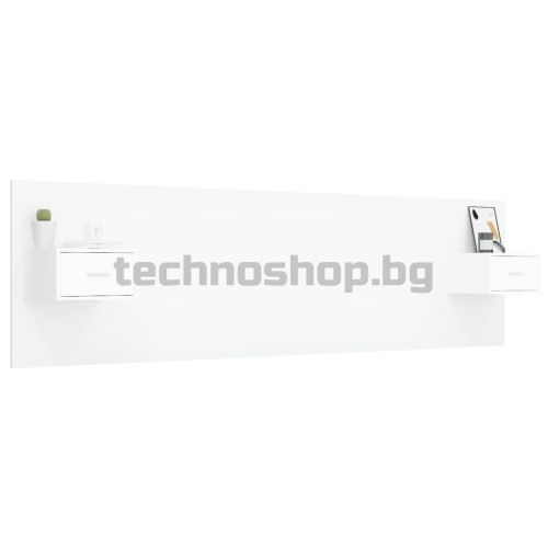 Горна табла за легло с шкафчета, бяла, инженерно дърво