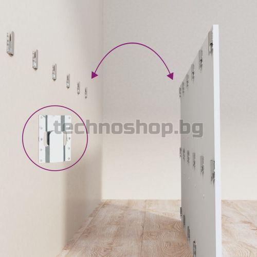 Горна табла за легло с шкафчета, бяла, инженерно дърво