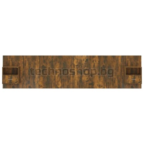 Горна табла за легло с шкафчета, опушен дъб, инженерно дърво