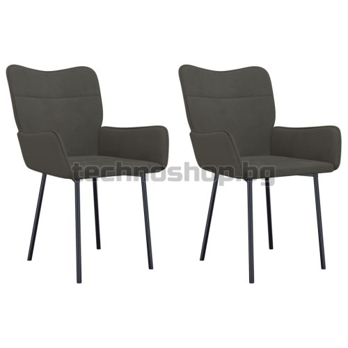 Трапезни столове, 2 бр, тъмносиви, кадифе