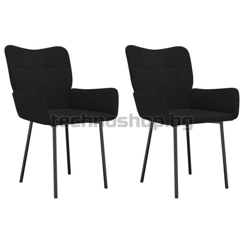 Трапезни столове, 2 бр, черни, кадифе