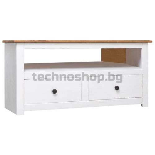 Ъглов ТВ шкаф, бял, 93x49x49 см, бор масив, Panama Range