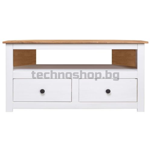 Ъглов ТВ шкаф, бял, 93x49x49 см, бор масив, Panama Range