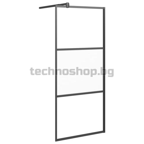 Параван за баня, 90x195 см, полуматирано ESG стъкло, черно