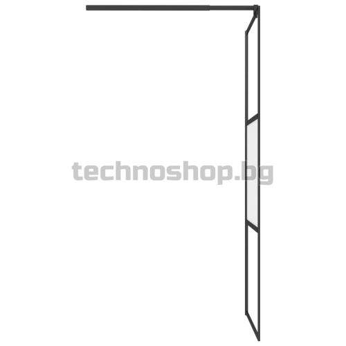 Параван за баня, 90x195 см, полуматирано ESG стъкло, черно
