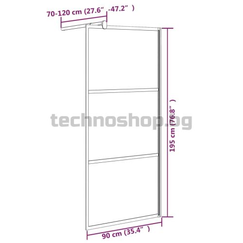 Параван за баня, 90x195 см, полуматирано ESG стъкло, черно