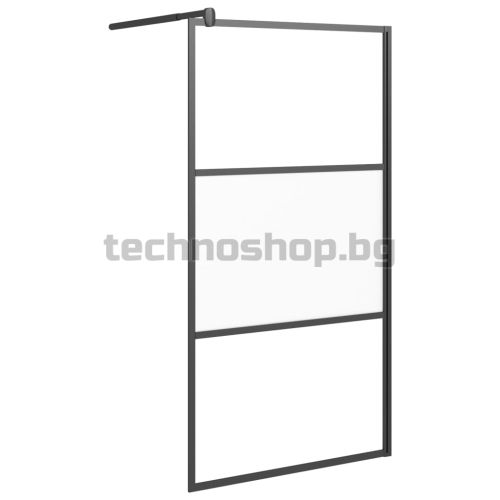Параван за баня, 100x195 см, полуматирано ESG стъкло, черно