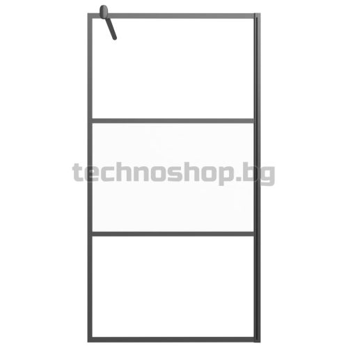 Параван за баня, 100x195 см, полуматирано ESG стъкло, черно