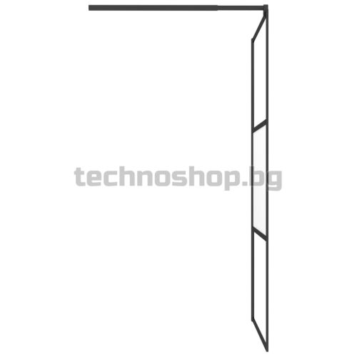 Параван за баня, 100x195 см, полуматирано ESG стъкло, черно