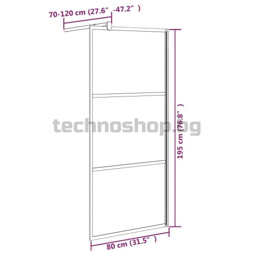 Параван за баня 80x195 см ESG стъкло с каменен дизайн черен