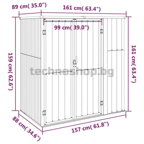 Градинска барака, сива, 161x89x161 см, поцинкована стомана