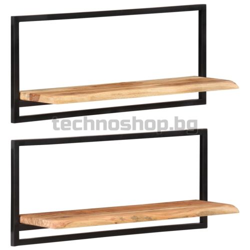 Стенни рафтове 2 бр 80x25x35 см акациево дърво масив и стомана