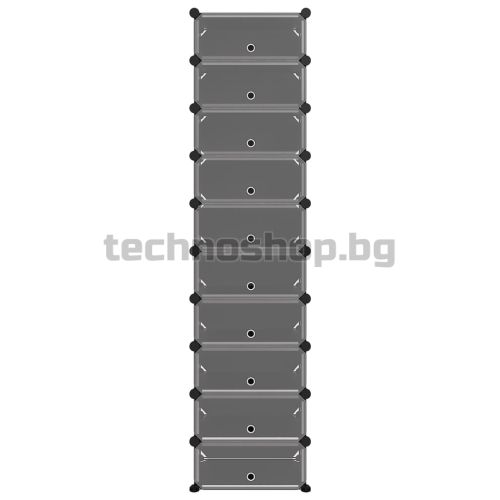 Етажерка за обувки, черна, 44x32x174 см, PP