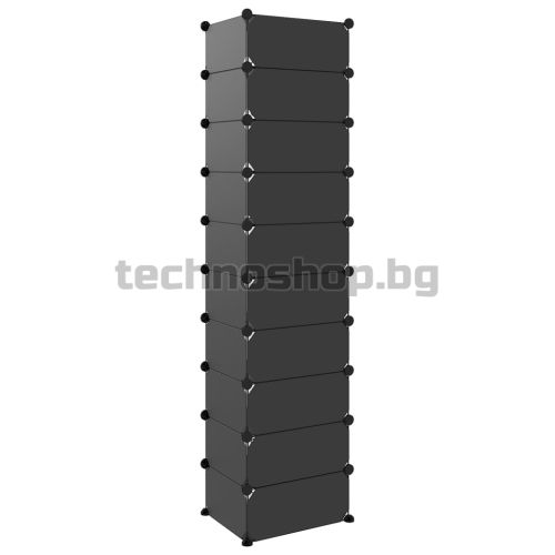 Етажерка за обувки, черна, 44x32x174 см, PP