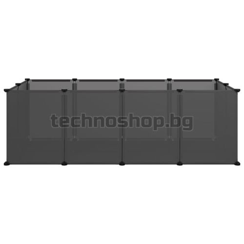 Клетка за малки животни, черна, 144x74x46,5 см, PP и стомана