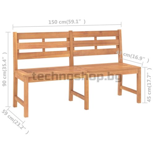 Градинска пейка, 150 см, тиково дърво масив