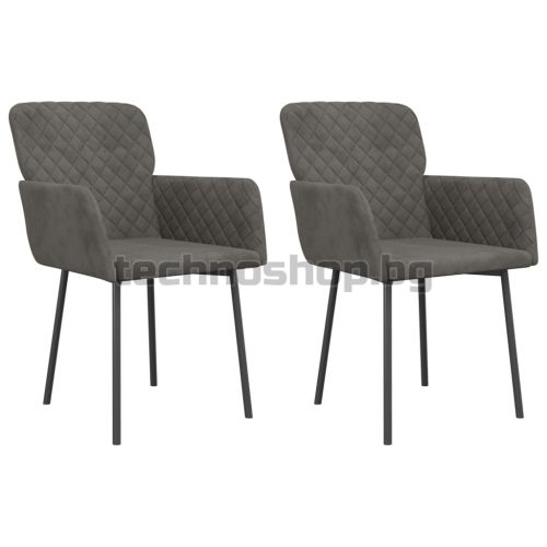 Трапезни столове, 2 бр, тъмносиви, кадифе