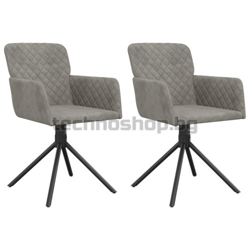 Въртящи се трапезни столове, 2 бр, светлосиви, кадифе