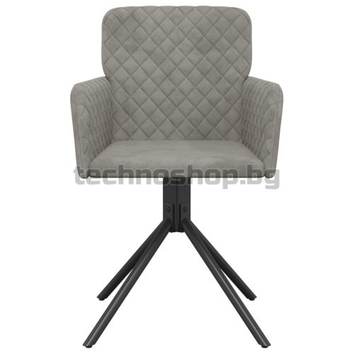 Въртящи се трапезни столове, 2 бр, светлосиви, кадифе