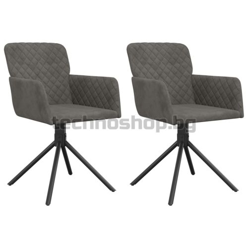 Въртящи се трапезни столове, 2 бр, тъмносиви, кадифе