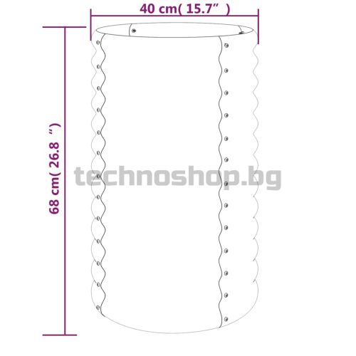 Градински плантер поцинкована стомана 40x40x68 см кафяв
