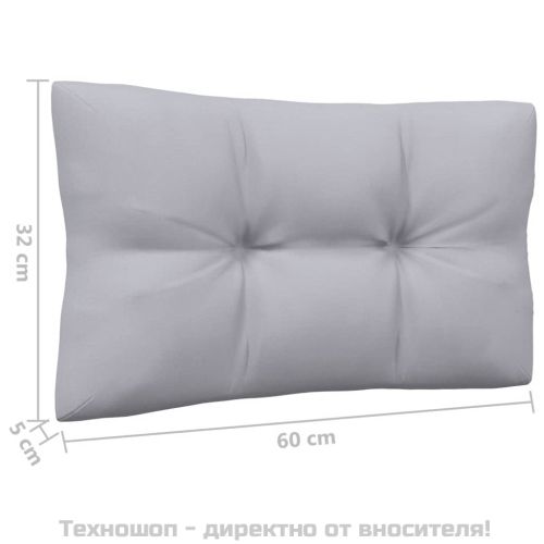 Градински лаундж комплект със сиви възглавници, 8 части, бор