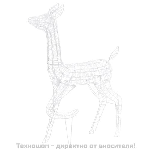 Акрилна коледна украса семейство елени, 160 LED, синьо