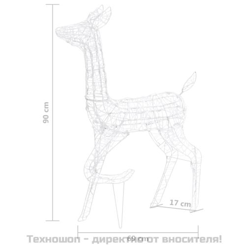 Акрилна коледна украса семейство елени, 160 LED, синьо
