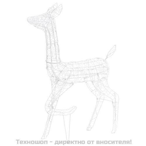 Акрилна коледна украса семейство елени, 300 LED, топло бяло