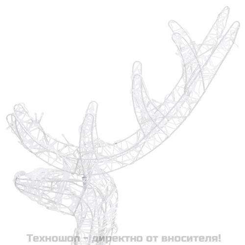 Акрилна коледна украса семейство елени, 300 LED, топло бяло