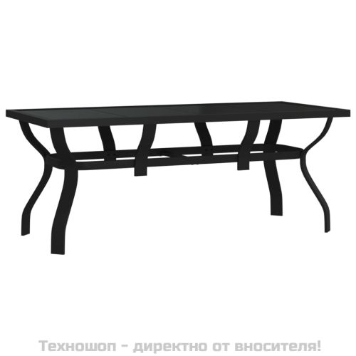 Градинска маса, черна, 180x80x70 см, стомана и стъкло
