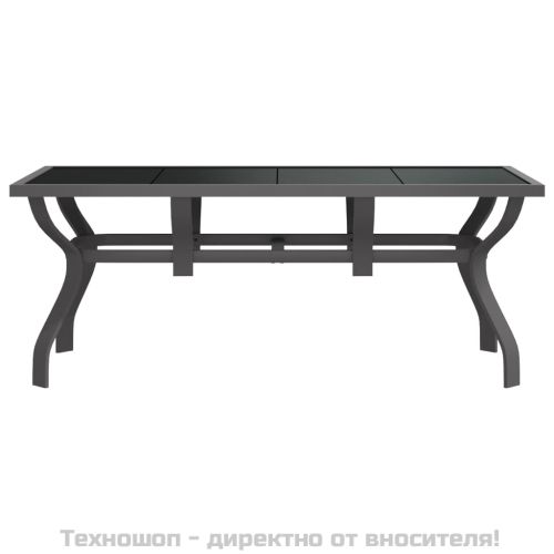Градинска маса, сиво-черна, 180x80x70 см, стомана и стъкло