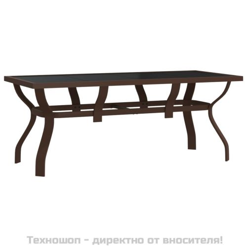 Градинска маса, кафяво-черна, 180x80x70 см, стомана и стъкло