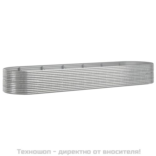 Градинска кашпа прахово боядисана стомана 510x140x68 см сребро