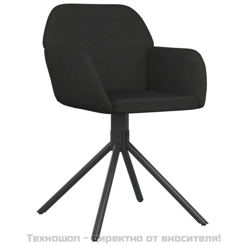 Въртящи трапезни столове, 2 бр, черни, кадифе