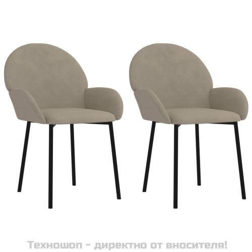 Трапезни столове, 2 бр, светлосиви, кадифе