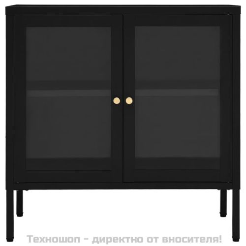 Бюфет, черен, 70x35x70 см, стомана и стъкло