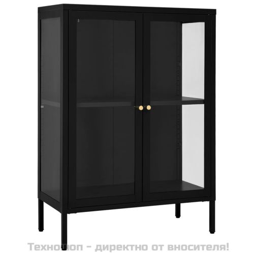 Бюфет, черен, 75x35x105 см, стомана и стъкло